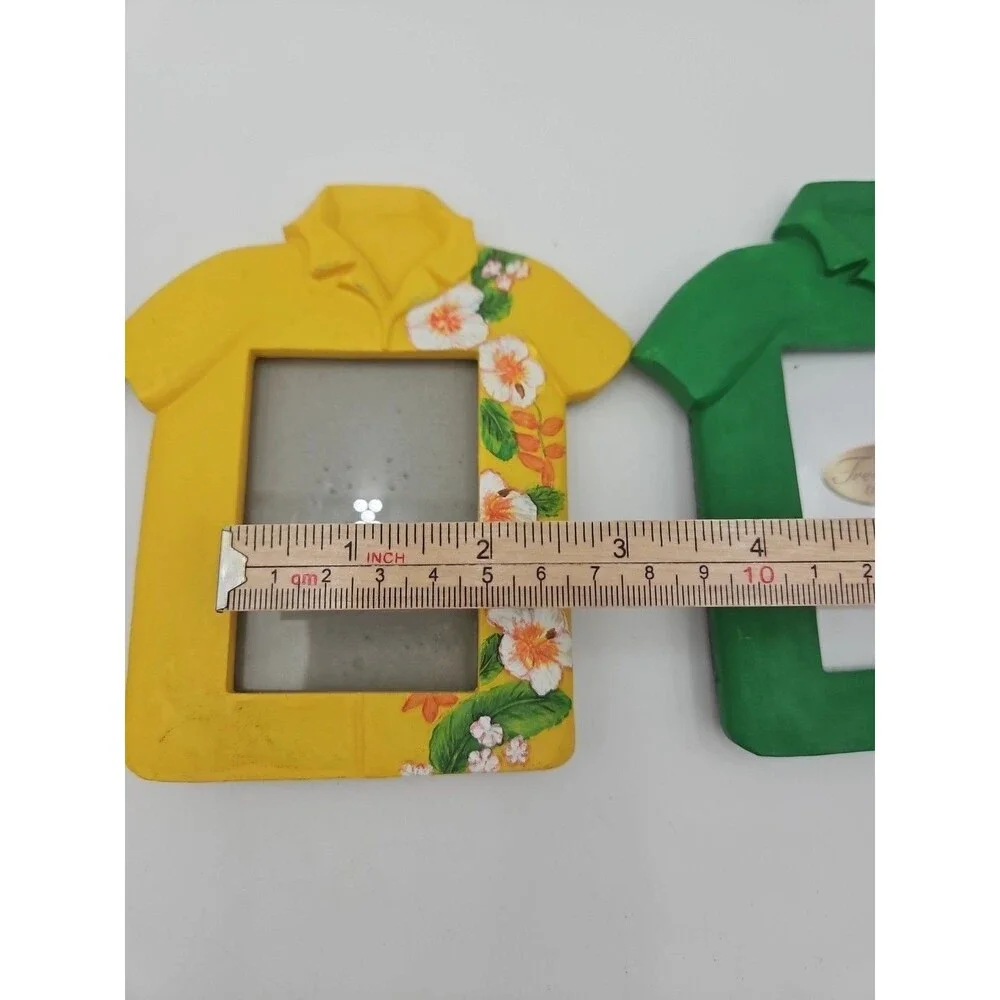 Picture Frame Shirt With Flower Frame Blue Green Yellow 2.5